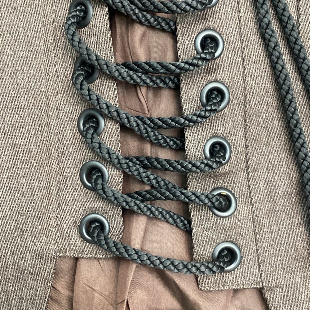 Vintage Karl Lagerfeld Collection Runway Jacket Lace‎ Up Brown Wool - Picture 4 of 16